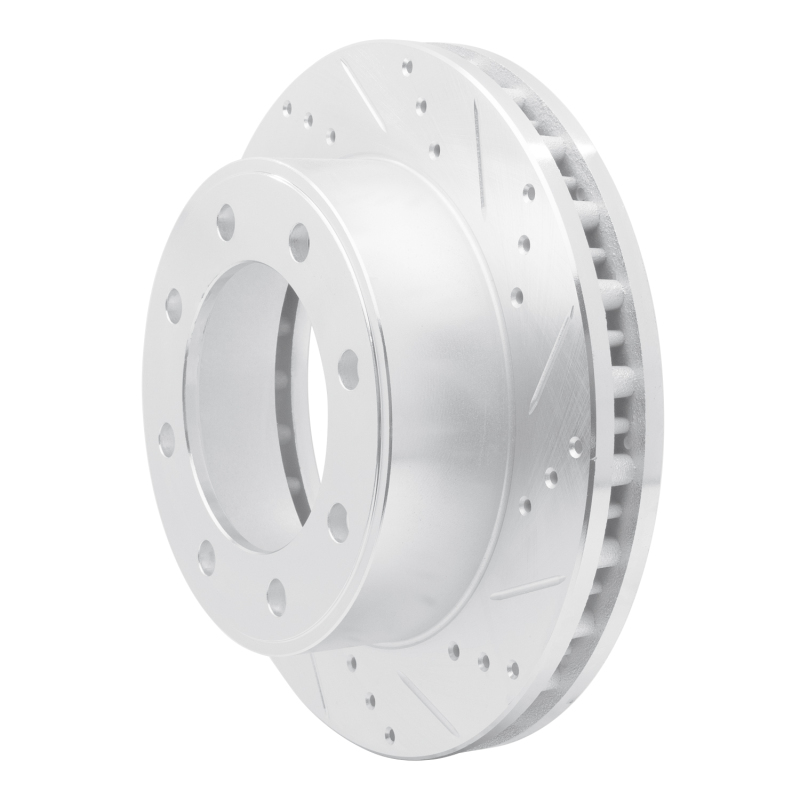 Ford F-250 Super Duty Brake Rotor (1) - Front Right - R1 Concepts - Drilled & Slotted - Silver - `99-`05